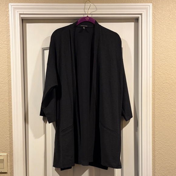 Eileen Fisher Sweaters - Eileen Fisher Charcoal Open Front Cardigan size L like new